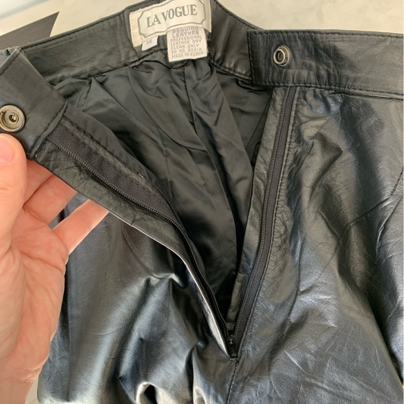 LA Vogue 100% Genuine Leather Pants Black Size 14 Vintage - Picture 14 of 14